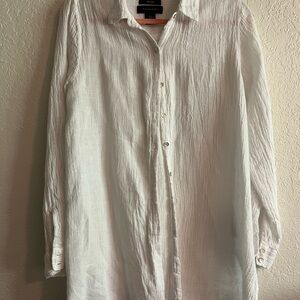 Tahari White Linen Shirt